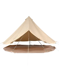 Gouun Canvas Bell Tent 19.68 ft 4-Season Yurt with Stove Jack for up to 10 People, Family Camping