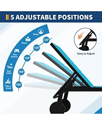 gaomon Outdoor Chaise Lounge Chairs with Wheels & Side Table Set of 3, 5-Position Adjustable Backrest Poolside