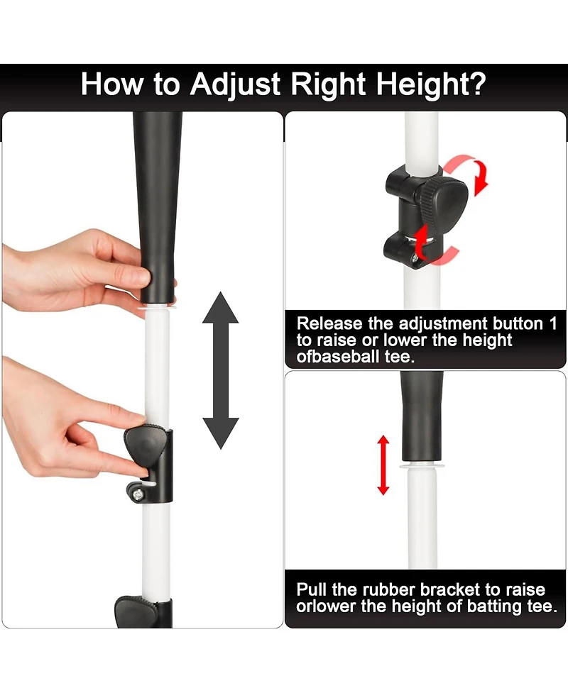 Aoligeijs Baseball Tee Batting Tee Softball Tee Portable Travel Hitting Tee,Easy Adjustable Height,Stable Tripod Stand