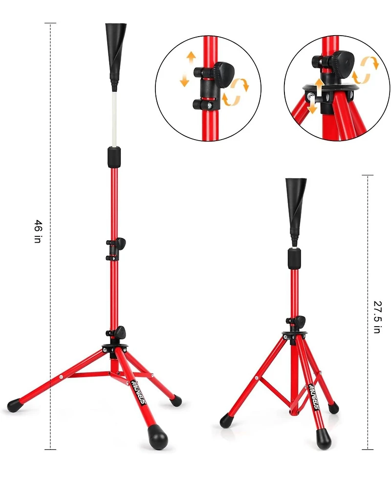 Aoligeijs Baseball Tee Batting Tee Softball Tee Portable Travel Hitting Tee,Easy Adjustable Height,Stable Tripod Stand