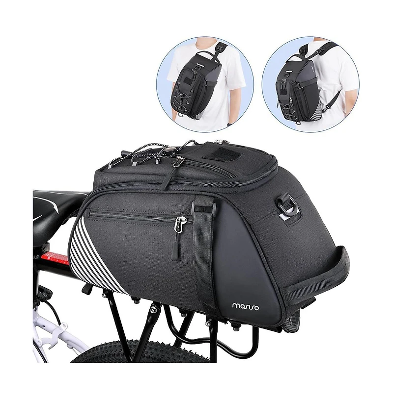 Aoligeijs Bike Rack Bag 8L Waterproof Bicycle Rear Trunk Bag with Rain Cover Convertible Backpack Cycling Storage for Commuting Travel