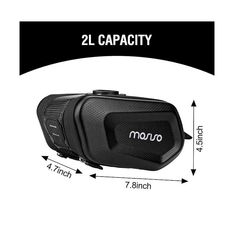 Aoligeijs Waterproof Bike Seat Bag 2L Hard Shell Bicycle Saddle Bag Under Seat Storage Pouch with Quick Release for Road Mountain Cycling