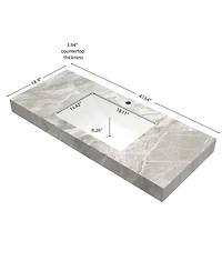 Busdays 48" Light Gray Sintered Stone Countertop Ceramic Basin, No Cabinet No Faucet