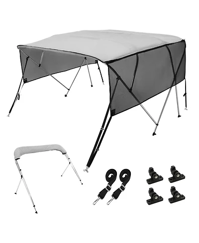 Mecale 4 Bow Bimini Top 8 Ft with Mesh Sidewalls and Aluminum Frame