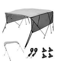 Mecale 4 Bow Bimini Top 8 Ft with Mesh Sidewalls and Aluminum Frame