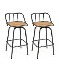 Sugift 360degree(s) Swivel Bar Stool Set of 2 with Footrest and Backrest