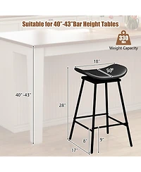 Sugift Set of 2 Swivel Barstools Faux Leather Upholstered Backless with Footrest