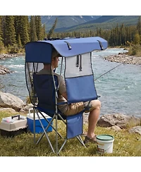 Mecale Camping Chair with Canopy Shade 330 lbs and Magazine Pocket