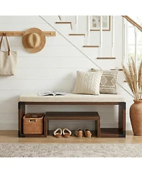 Tribesigns Shoe Storage Bench with Cushion 47 Entryway Bench with Storage Shelf and Removable Padded Sea