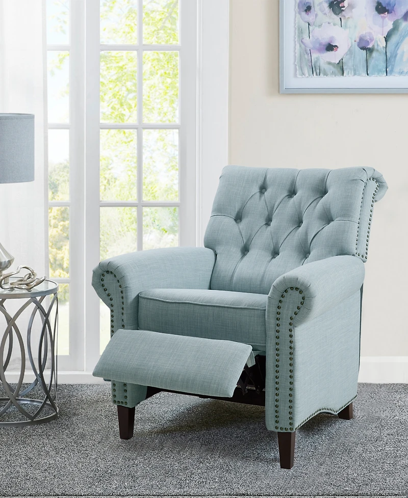 Madison Park Aidan 40.5" Fabric Upholstered Manual Push Back Recliner Chair