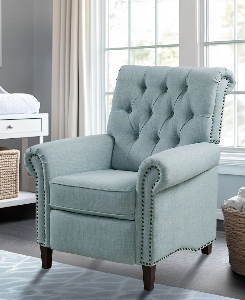 Madison Park Aidan 40.5" Fabric Upholstered Manual Push Back Recliner Chair