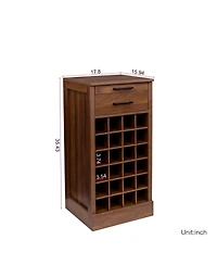 flynama Bar Cabinet 35.43 H x 17.80 W x 15.95 D with 6 Cabinets 24 Wine Rack
