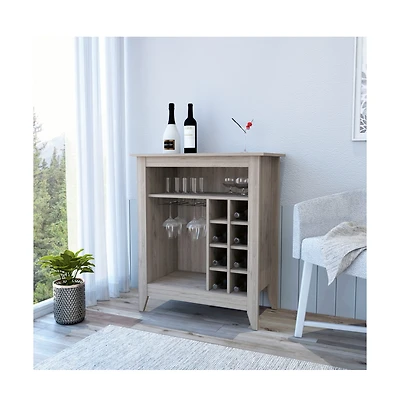 flynama 38 Bar-Coffee Cart with 8 Bottle Racks, 1 Cup Holder and Central Shelf