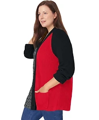 Woman Within Women's Within Button-Front Shaker Cardigan Sweater