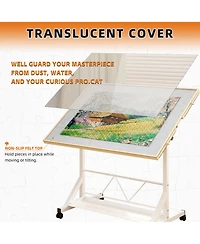 Rainsken Adjustable Puzzle Table for 1500 Pieces, 35" x 27.17" Jigsaw Station with 4 Drawers, Rolling Casters and 360degree(s) Tilting Top for Adults