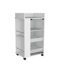 flynama Bar Cart with Casters, Glass Door and 2-Side Shelf for Home Entertainment