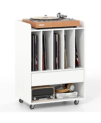 Sugift Record Player Stand Turntable Stand with Drawer and Record Holder