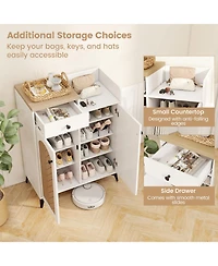 Sugift 2-Door Shoe Rack Organizer with Drawer and 6 Removable Shelves