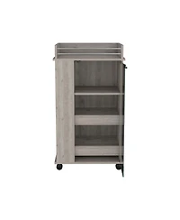 flynama Bar Cart with Glass Door, 2-Side Shelves and Casters