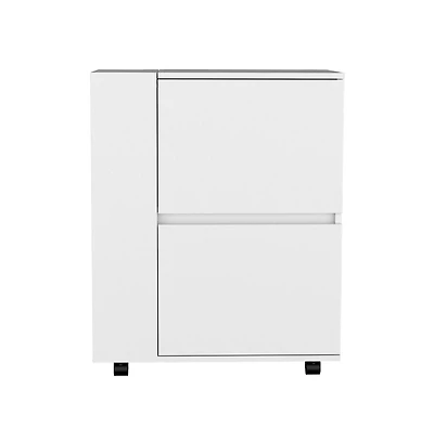 flynama Belleville Bar Cart for Living Room, Dual Cabinet Rolling Storage Serving Cart