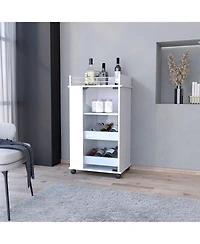 flynama Willow Park Glass Door Bar Cart with Bottle Holder and Casters