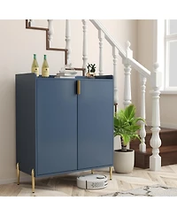 flynama Home Wine Bar Cabinet with Wine Rack and Adjustable Shelf