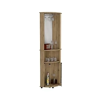 flynama Corner Bar Cabinet with 2 Cabinets Macadamia Finish