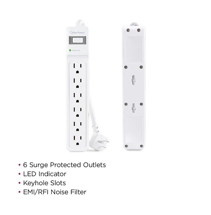 CyberPower Essential Series 6-Outlet Surge Protector with Power Cord