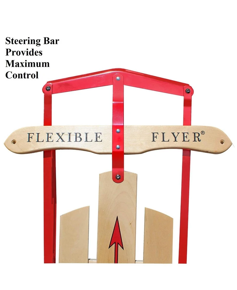 Flexible Flyer Metal Runner Steel/Wood 60" Long Snow Slider Sled for Kids