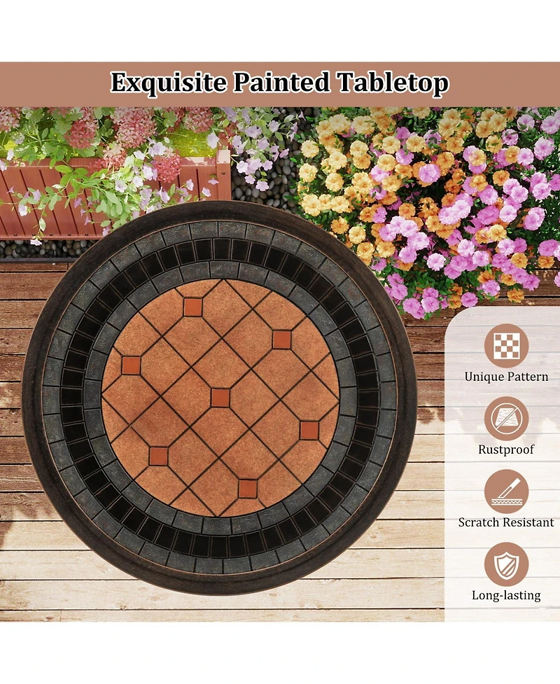 Slickblue Round Patio Side Table Weather-resistant Cast Aluminum Table