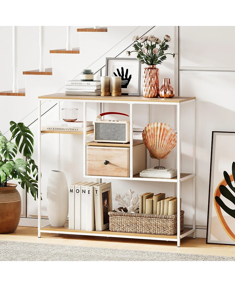 Slickblue Behind Couch Console Table with Storage, Slim Entryway Sofa