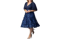 Kiyonna Plus Pretty Petals Mesh Cocktail Dress