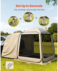 Gouun Pop Up Suv Tailgate Screen Tent 6x6 ft for 4-6 People with Carry Bag and Netting Sides