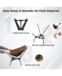 Gouun Ultralight Portable Moon Camping Chair with Compact Carry Bag