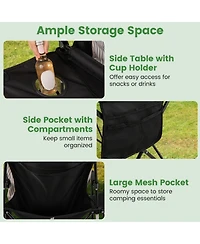 Gouun Oversized Camping Chair with Integrated Side Table and Storage Pockets
