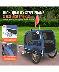Aostirmotor Dog Bike Trailer Pet Carrier Supports 100 lbs, Easy Fold with Quick Release Wheels, Universal Coupler,Blue/Black