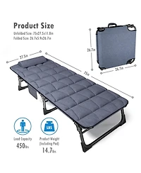 Gnuadz Folding Camping Bed Reclining Lounger With Mattress Pillow Camping Outdoor Recreation Gear