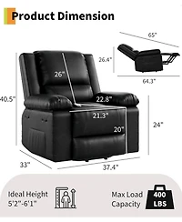 gaomon Electric Lift Recliner Chair - Heat and Massage, Pu Leather Power Lift Recliner for Elderly and Mobility Impaired, Adjustable Back and Legs