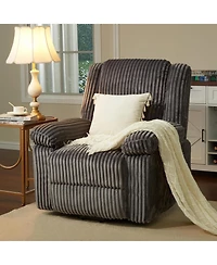 gaomon Corduroy Recliner Chair, Manual Sofa with Handle, Pillow Top Arms, Thick Padding, Side Pocket