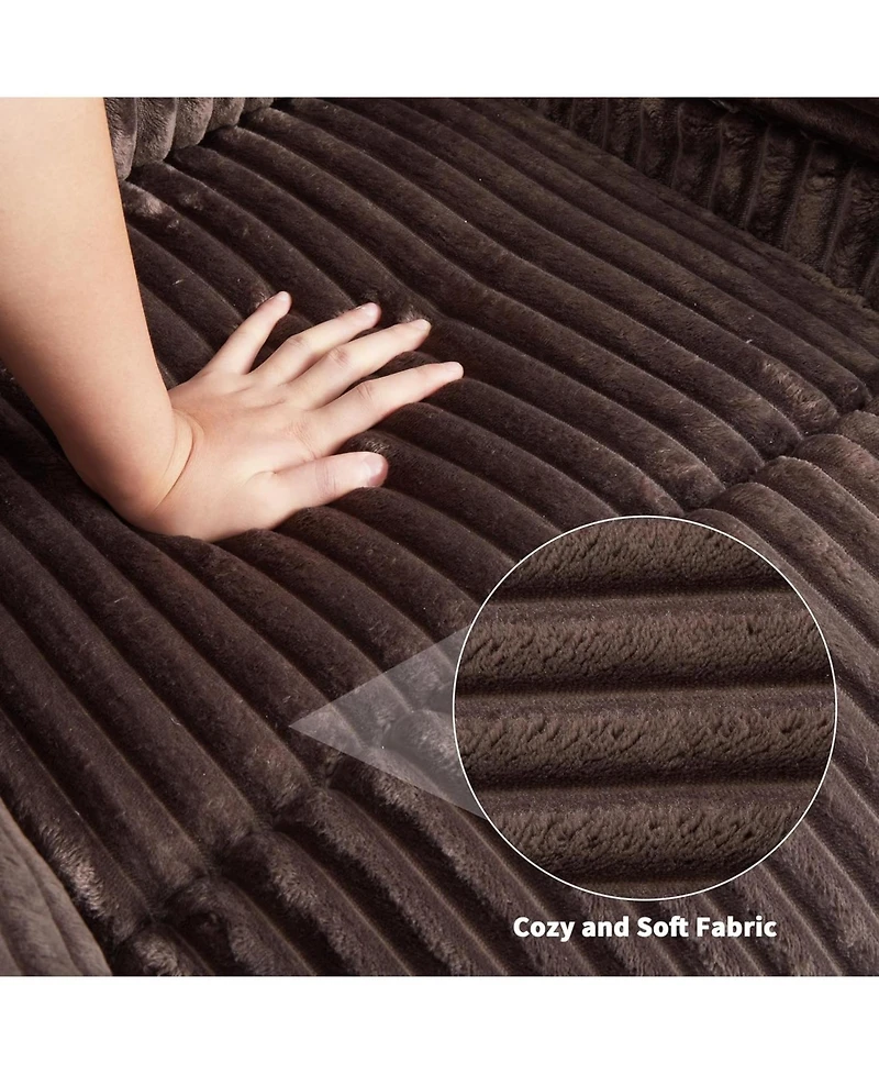 gaomon Corduroy Recliner Chair, Manual Sofa with Handle, Pillow Top Arms, Thick Padding, Side Pocket