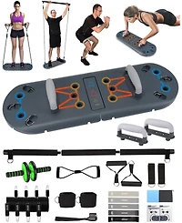 Hikeen Home Workout Equipment to Help Achieve Fitness Goals, 27-in-1 Portable Gym Exercise Equipment with Compact Push-Up Board, Resistance Bands