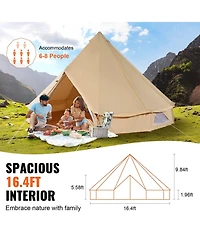 Gouun 16.4 ft Canvas Bell Tent with Stove Jack for 4-Season Camping