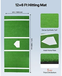 Mecale 12 x 6 Ft Baseball Hitting Mat with Home Plate