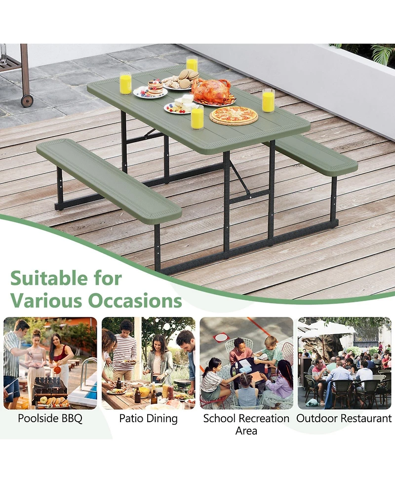 Sugift Picnic Table Bench Set for 2-4 People Outdoor Rectangular Camping Dining Table.