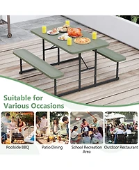 Sugift Picnic Table Bench Set for 2-4 People Outdoor Rectangular Camping Dining Table.