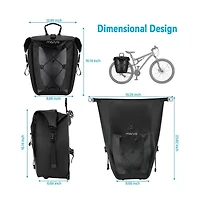 Hikeen Waterproof Bike Panniers 2 Pack 25L Rear Rack Saddle Bags Tpu Bicycle Storage Trunk Bag for Commuting Touring Road Mountain Cycling