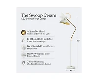 Swoop Led Reading Floor Lamp with Adjustable Head and Gold Accent (69")
