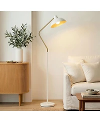 Swoop Led Reading Floor Lamp with Adjustable Head and Gold Accent (69")