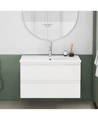 Sillysis Walnut Freestanding Bathroom Vanity With Sintered Stone Top Ceramic Sink Soft Close Storage Stainless Steel Legs Sillysis