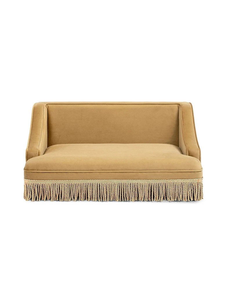 Aostirmotor Performance Velvet Princess Pet Bed Sofa with Fringe Skirt by Duchess,Gold Yellow